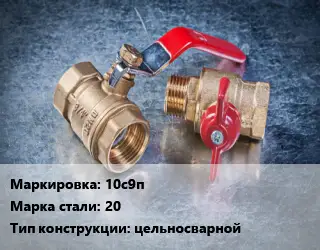 Кран металлический 10с9п Сталь: 20 цельносварной